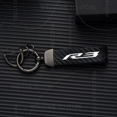 Yamaha R3 Carbon Fiber Leather Keychain